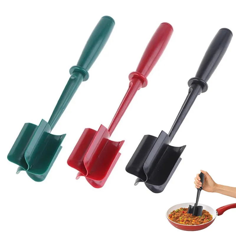 Plastic Meat Chopper – Handheld Meat Masher & Cooking Scraper, Ground Meat Crusher, Mixing Spatula for Non-Stick Pans
