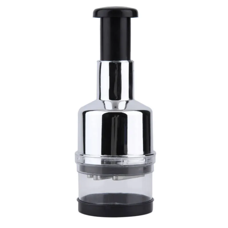 Push Chopper – Stainless Steel Garlic Mincer & Vegetable Cutter – Manual Garlic Press, Multi-Function Food Chopper, Small Kitchen Gadget for Mincing Garlic / Herbs / Nuts