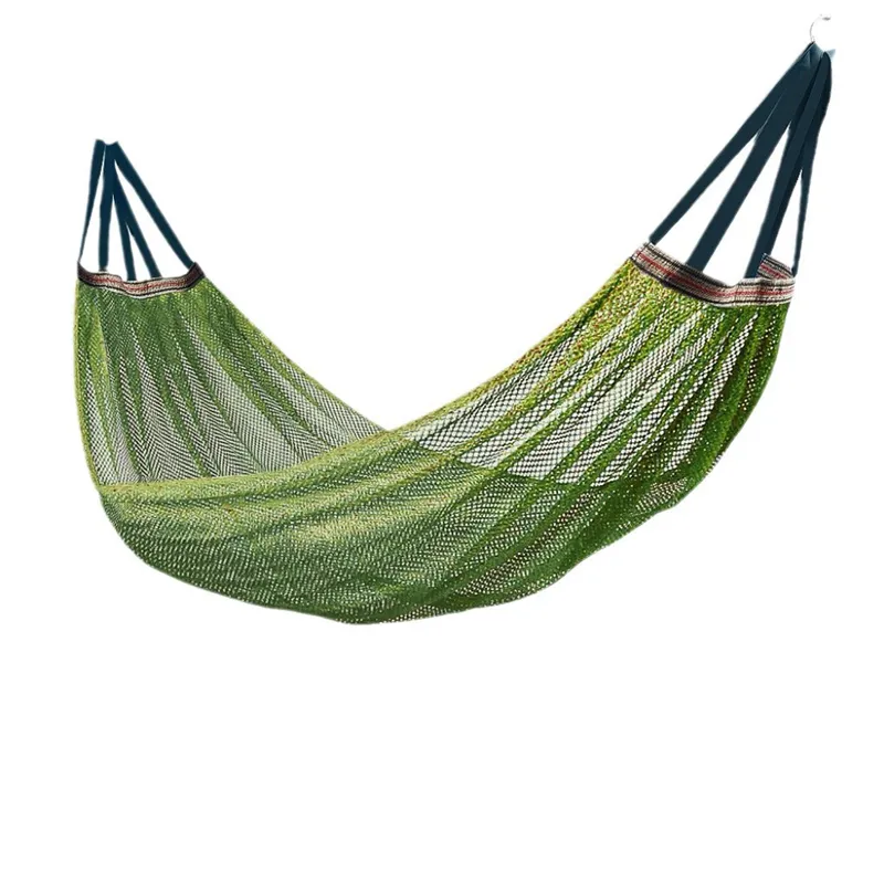 Outdoor Ice Silk Mesh Hammock with Curved Spreader Bar – Anti-Rollover Swing Hammock for Camping, Travel, Backyard – Breathable & Cooling, Heavy Duty