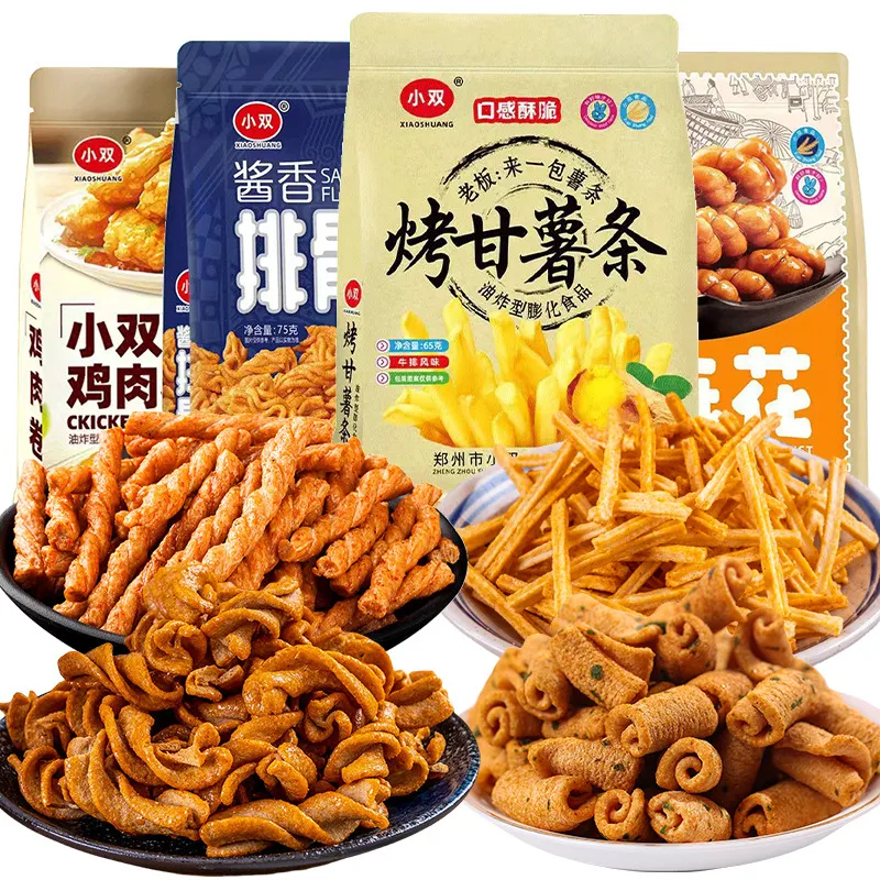Baked Sweet Potato Strips, Twisted Mahua, Soy Sauce Crispy Pork Ribs, Chicken Rolls – Viral Puffed Snack Variety Pack, Leisure Food Mix