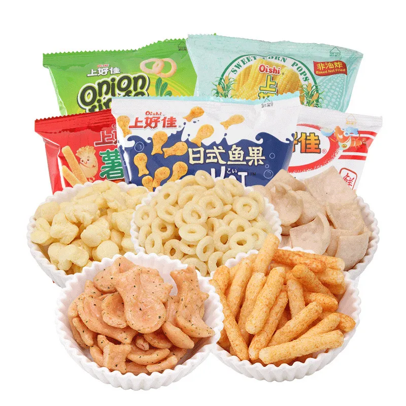 Oishi Snack Variety Pack – Shrimp Flakes, Prawn Crackers, Onion Rings – Kids & Family Leisure Food, Classic Asian Snack Assortment