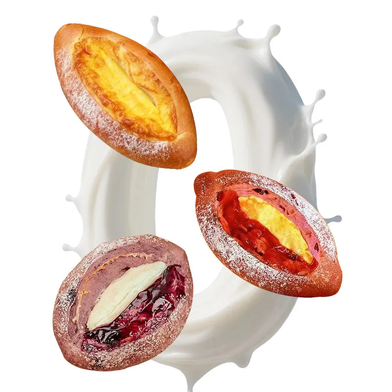 Blueberry Cheese Stuffed Rock-Fired Bread – European-Style Soft Toast with Creamy Cheese Filling, Ready-to-Eat Breakfast Snack for Students – Nutritious & Filling