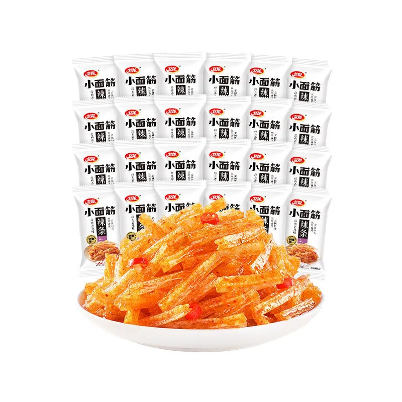 Weilong Small Gluten Spicy Strips (Latiao) – Hot & Spicy Flavor, Nostalgic Childhood Snack, Bulk Packaging – Chewy Vegan Treat, Perfect Office & Leisure Food