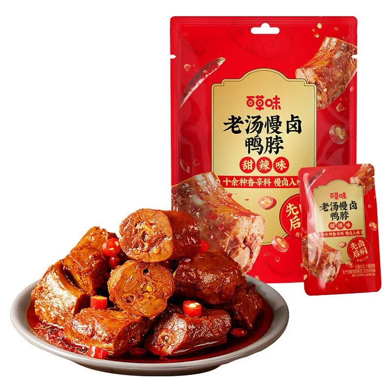 Sweet & Spicy Duck Neck – Savory Braised Meat Snack, Ready-to-Eat – Perfect for Office, Travel, or Binge-Watching, Individually Wrapped