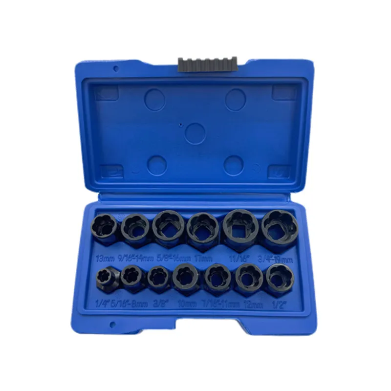 14-Piece Damaged Nut Remover Set – Reverse Spline Socket Set for Stripped & Rounded Nuts, BBA Anti-Theft Screw Extractor, High-Profile Removal Socket Kit