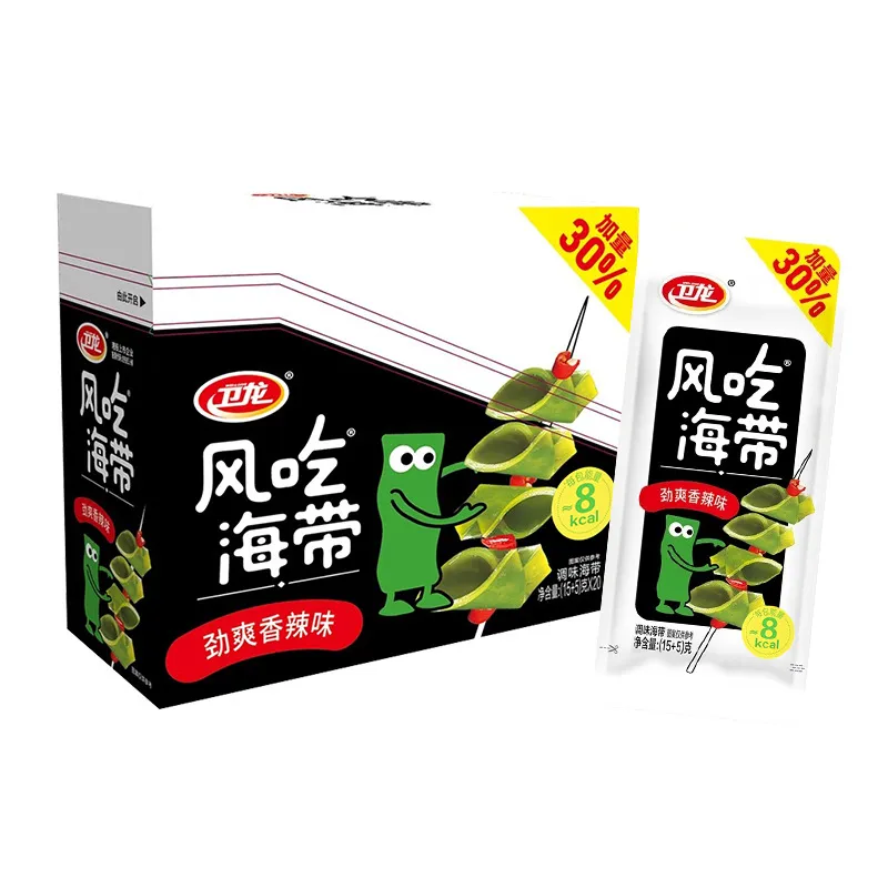 Weilong Spicy Instant Kelp Snack – Fengchi Crispy & Tasty Seaweed, Individually Wrapped, Low Calorie, Healthy Vegan Chinese Snack