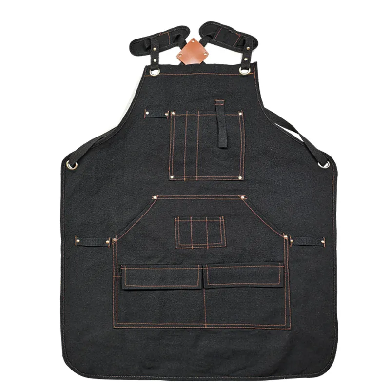 Heavy-Duty Canvas Tool Apron – Modern Minimalist Workshop Apron for Woodworking, Gardening & Electrical Work, Custom Logo Available, Adjustable Cross-Back Design