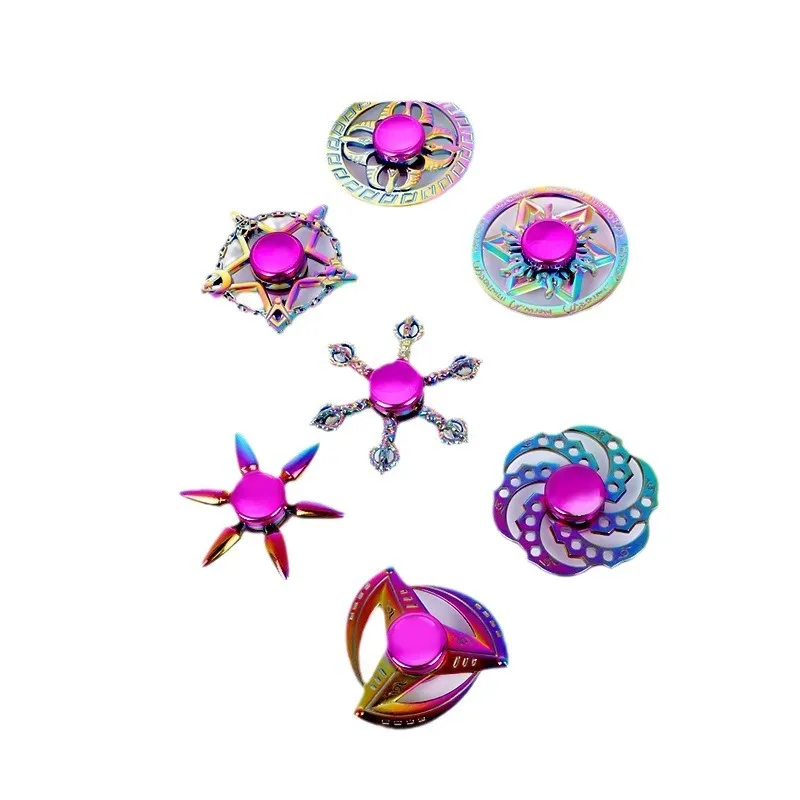 Metal Fidget Spinner – Rainbow Color Alloy Finger Gyro, Stress Relief Toy for ADHD & Anxiety, EDC Desk Toy, Durable and Fast-Spinning