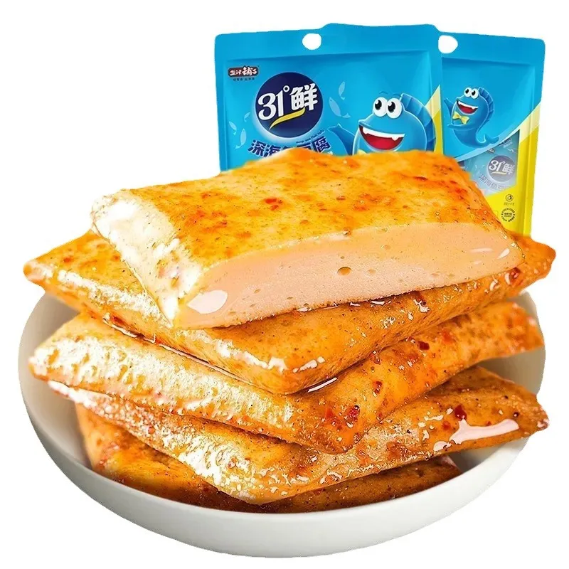 31 Degree Fresh Fish Tofu Snack – Ready-to-Eat Surimi Tofu, Individually Wrapped Savory Soy & Seafood Snack, High-Protein Tofu Snack