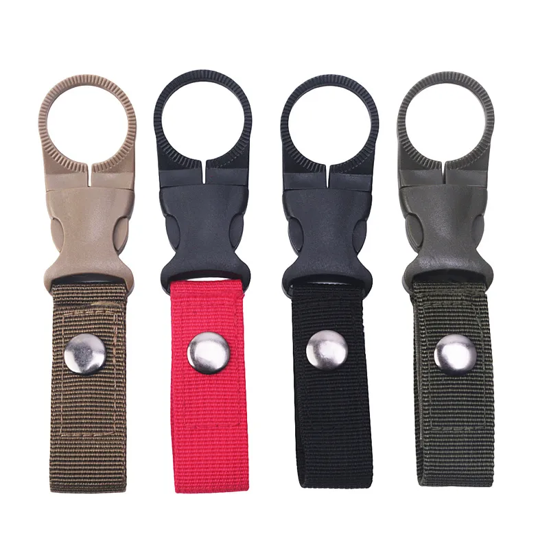 Tactical Nylon Webbing Water Bottle Holder – Multi-Functional Carabiner Clip, Portable Hanger for Camping, Hiking, and Outdoor Sports