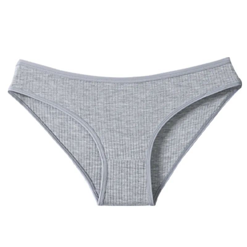 Women's Ribbed Low-Rise Cotton Briefs — Sexy Texture, Sporty Style, European-American Design