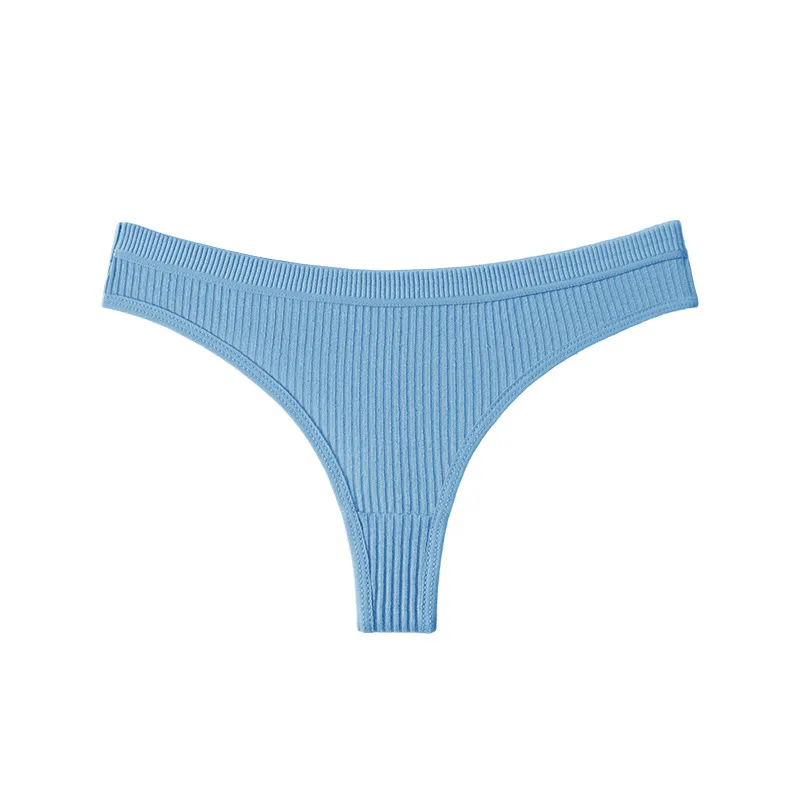 Ladies' Pure Cotton Solid Color Low-Rise Triangle Briefs, Seamless Ribbed Texture, Sporty & Sexy Style