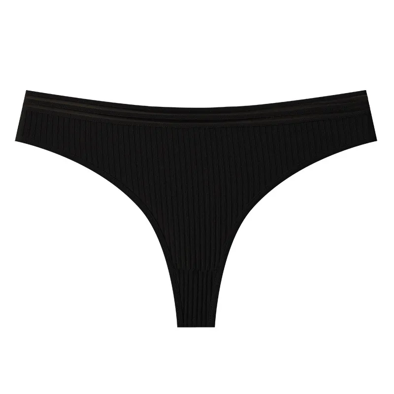 Ladies' Ribbed Low-Rise Sporty Thong Underwear, Hollow-Out Waistband, Sexy Cross-Border Briefs