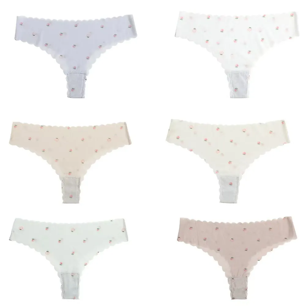 Ultra-Thin Cooling Seamless Thong for Teens — Wave Design, Low-Rise, Cotton Lined Crotch, Breathable & Cute