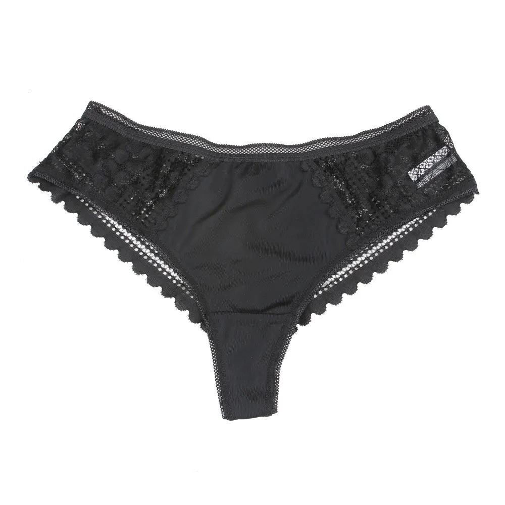 Women's Cheeky Lace Thong with Cut-Out Details — Cooling Ice-Silk, Low-Rise, Sexy Peach-Bum Fit, Perfect for Young Girls