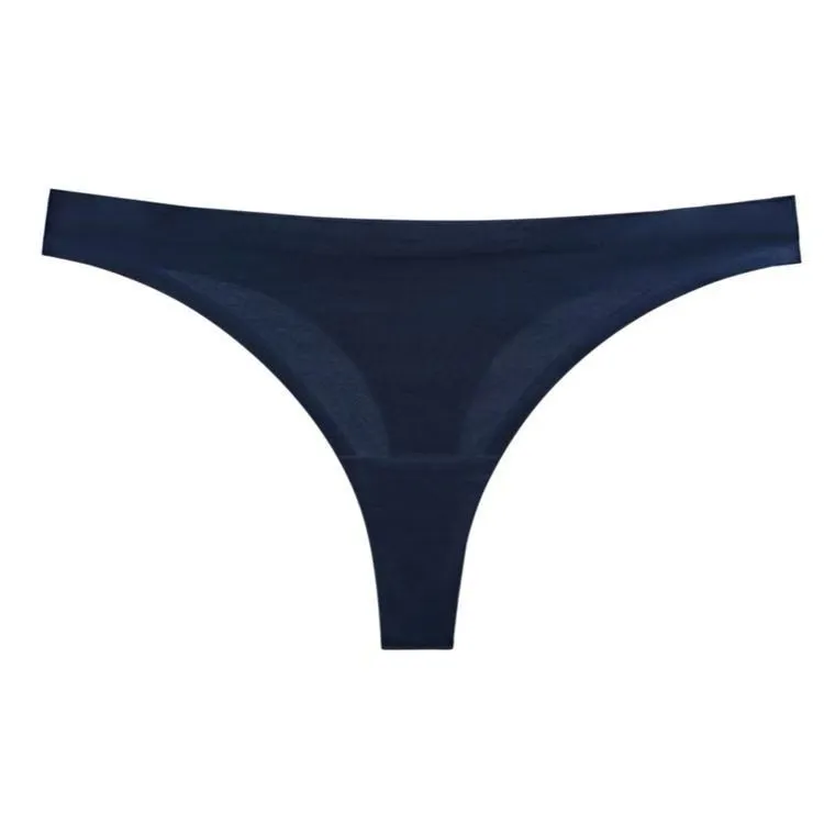 Ladies' Ice-Silk Seamless One-Piece Low-Rise Thong Underwear, Pure Cotton Crotch, Pure Allure Sexy Panties
