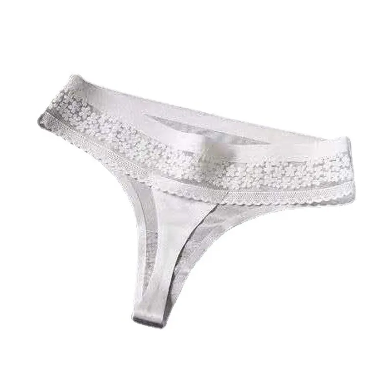 Ladies' White Sheer Lace T-Back Thong Underwear, Transparent & Seductive, Easy-Off Schoolgirl Panties