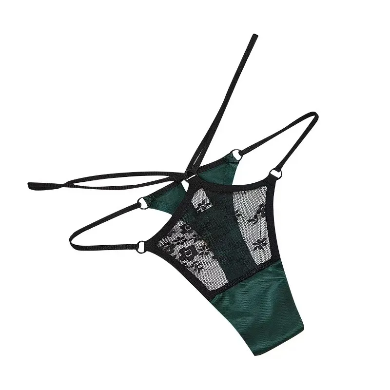 Sheer Lace Low-Rise Thong for Women — Cooling Fabric, Seamless, Breathable, with Thin Straps and a Seductive Twist