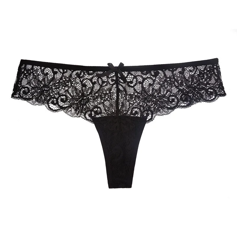 Women's Lace T-Back Thong — Low-Rise, Cotton Lined Gusset, Sexy Everyday Briefs