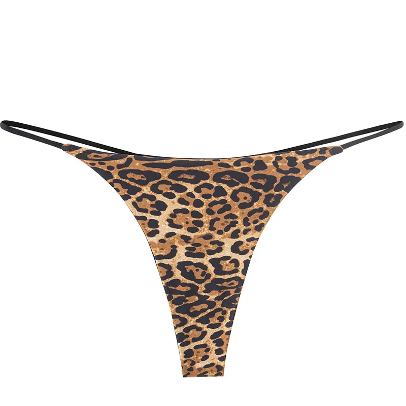 Ladies' Sexy Leopard Print Thong Underwear, Side V-Belt, Mid-Low Rise, Pure Allure T-Back Panties