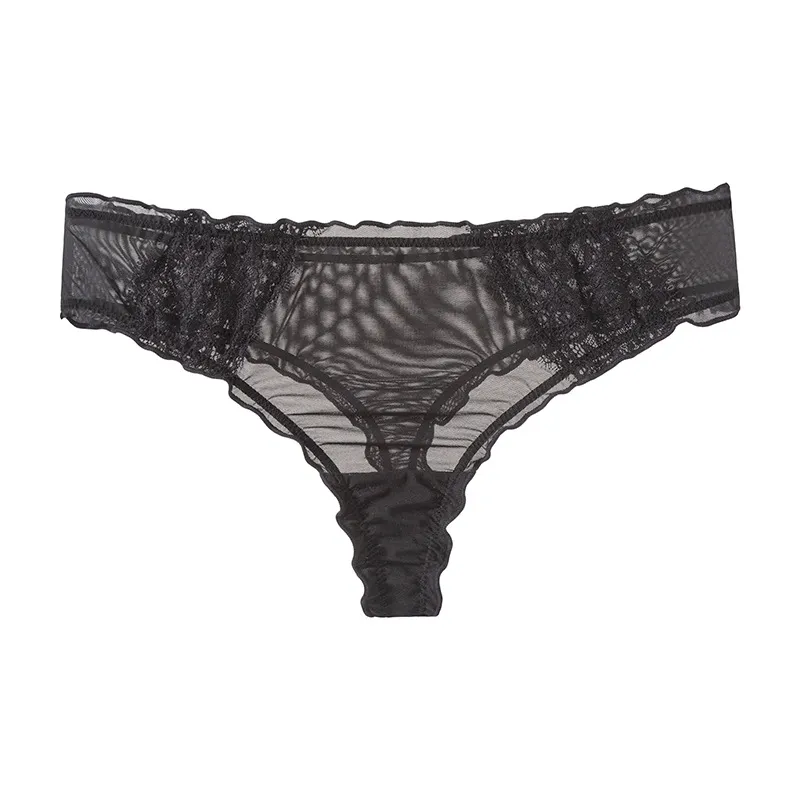 Women's Sheer Lace Thong with French Jacquard and Cotton Lining — Breathable, Comfortable, Alluring & Stylish