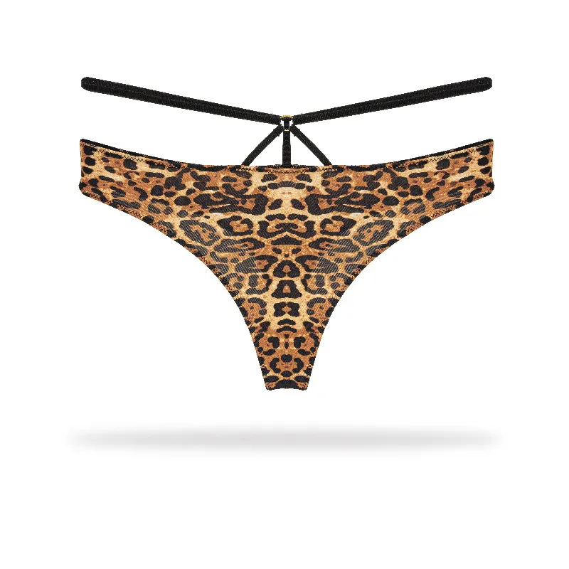 Women's Seamless Leopard Thong with Slim Waistband — Cooling Microfiber, Low-Rise, Ideal for Active & Gym Wear