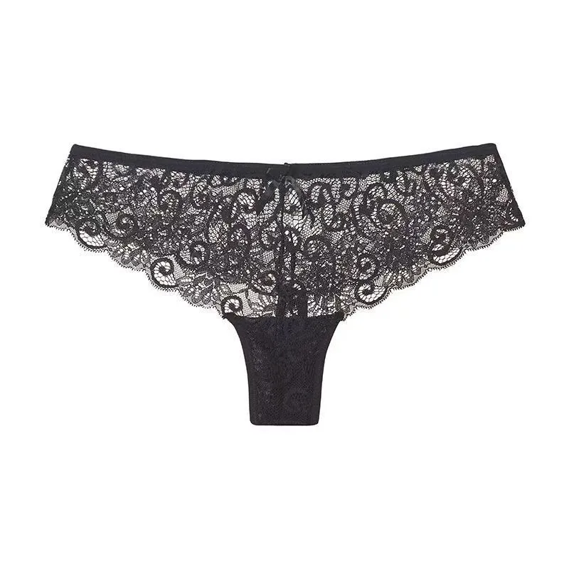 Women's Sheer Lace Thong with Cut-Out Details — Low-Rise, Cotton Gusset, Breathable & Seductive Fit