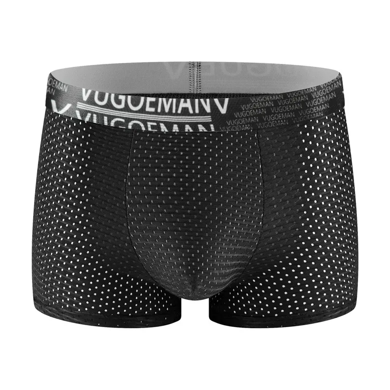 Men's Breathable Mesh Boxer Briefs with Cooling Fabric — One-Piece Design, Solid Colors, Lightweight & Ultra-Soft