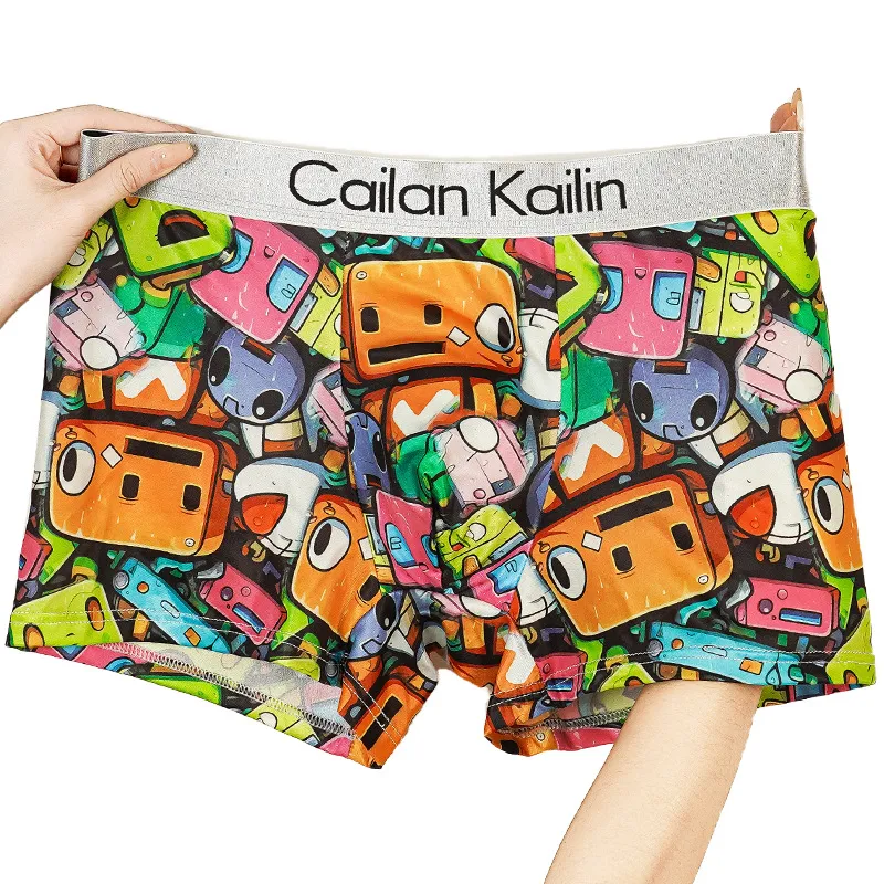 Men's Lightweight Cooling Boxer Briefs with Cartoon Prints — Breathable, Trendy, Ultra-Soft Summer Underwear