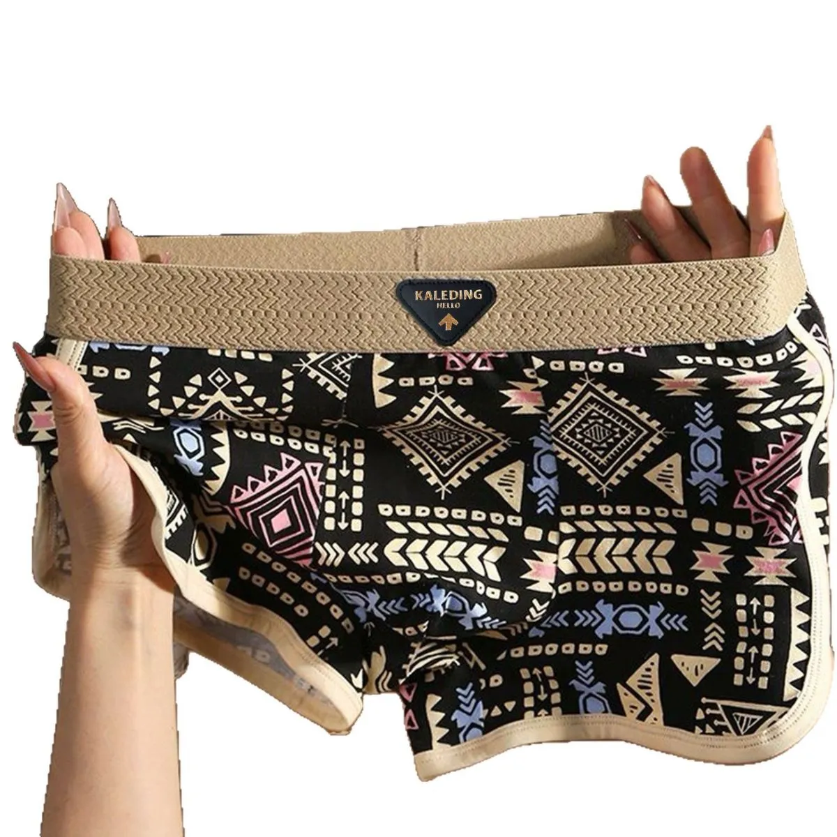 Men's Plus Size Vintage Print Boxer Briefs — British-American Retro Style, Trendy & Comfortable for Young Adults