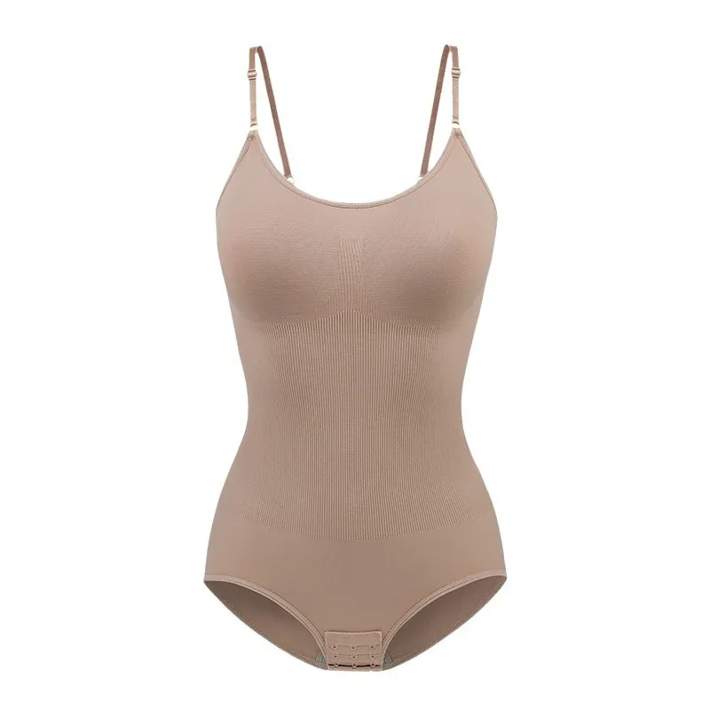 Women's Firm Control Bodysuit with Open Gusset — Tummy Shaping, Butt-Lifting, Adjustable Hook-and-Eye Closure, Sleek Suspender Style