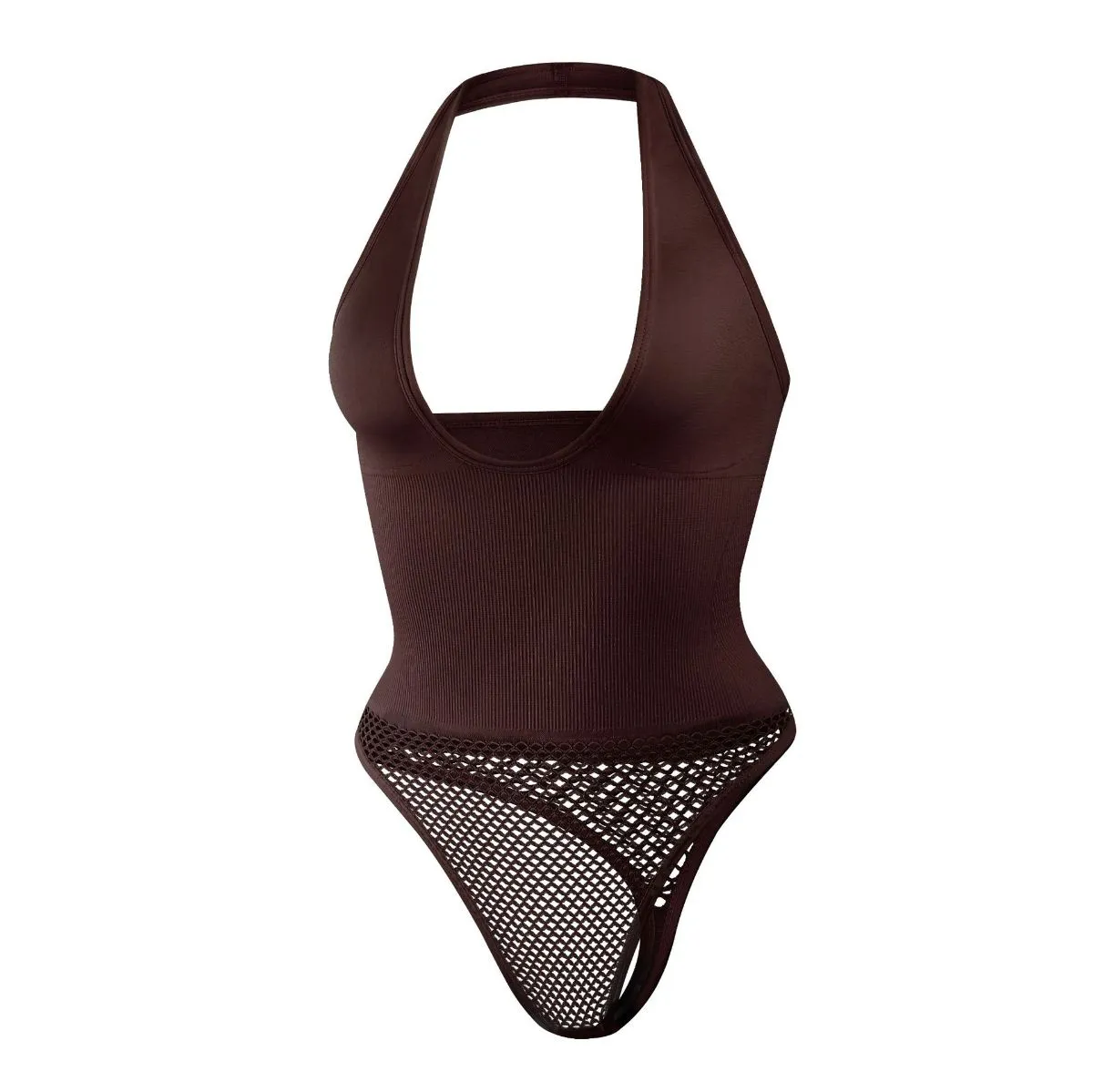 Women's Halter Bodysuit Shapewear with Back Definition — Waist-Cincher, Tummy Control, Plus Sizes, Slenderizing & Firming Support