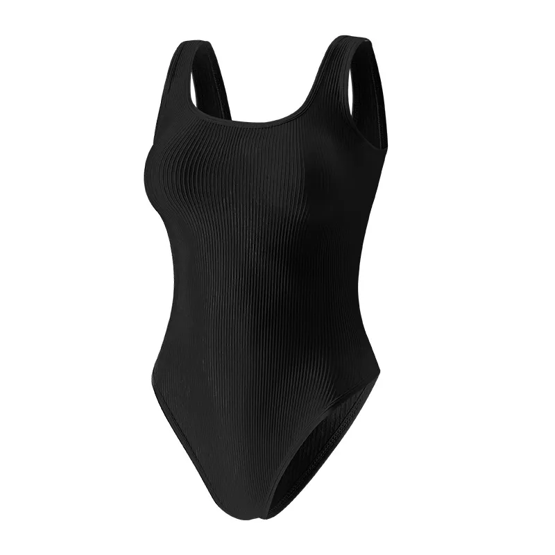 Seamless Ribbed Active Bodysuit with Tank Straps — Unpadded, Sculpting Fit, Perfect for Yoga & Gym