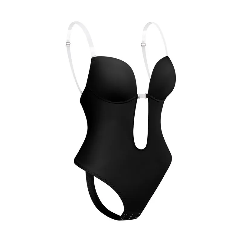 Deep Backless Bodysuit with Minimizing Bra — Seamless One-Piece, Sexy & Sleek, Perfect for Evening Gowns, Makes Large Bust Appear Smaller