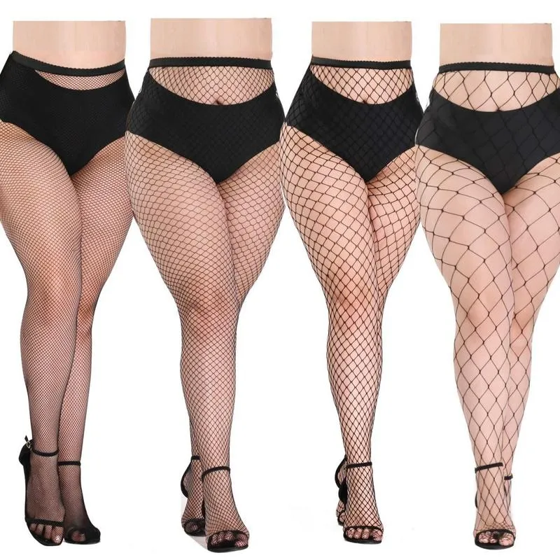 Sexy High-Waist Black Fishnet Tights, Mesh Cutout, Reinforced Toe, Women's Net Pantyhose.