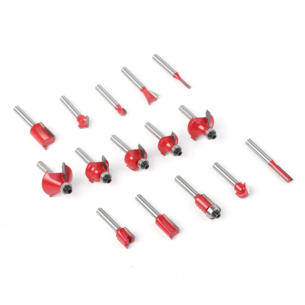 15-Piece Router Cutter Set — 1/4", 1/2", 6mm, 8mm Shanks, Including 12 Slotting Bits, Perfect for Wood Trimming & Slotting