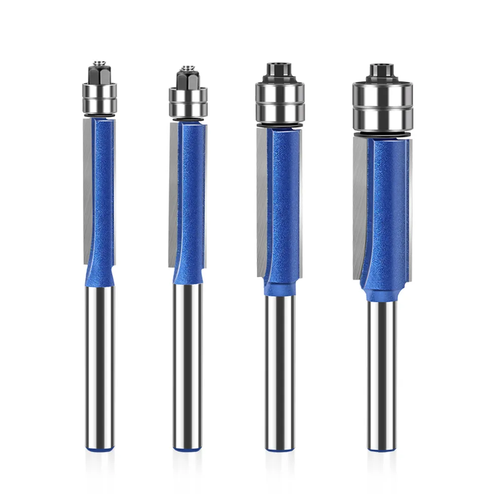 Top Dual-Bearing Flush Trim Router Bit — Tungsten Carbide Template Woodworking Cutter, Slotting & Straight Edge Bit