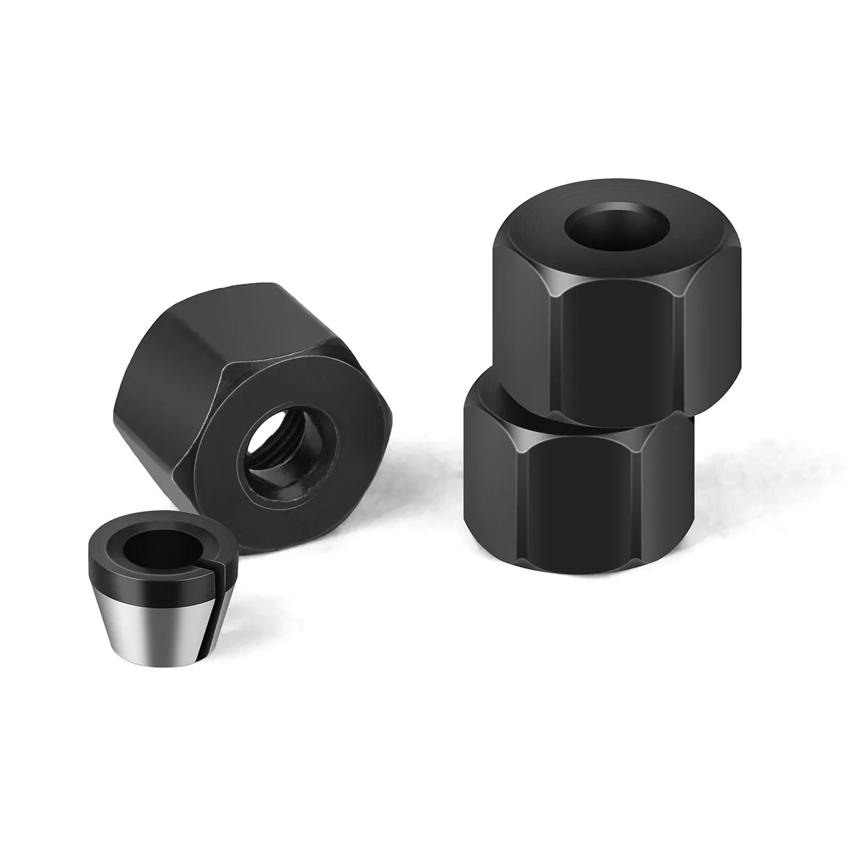 Trim Router Collet Nut and Conversion Adapter Sleeve Set - Router Bit Accessory Collets