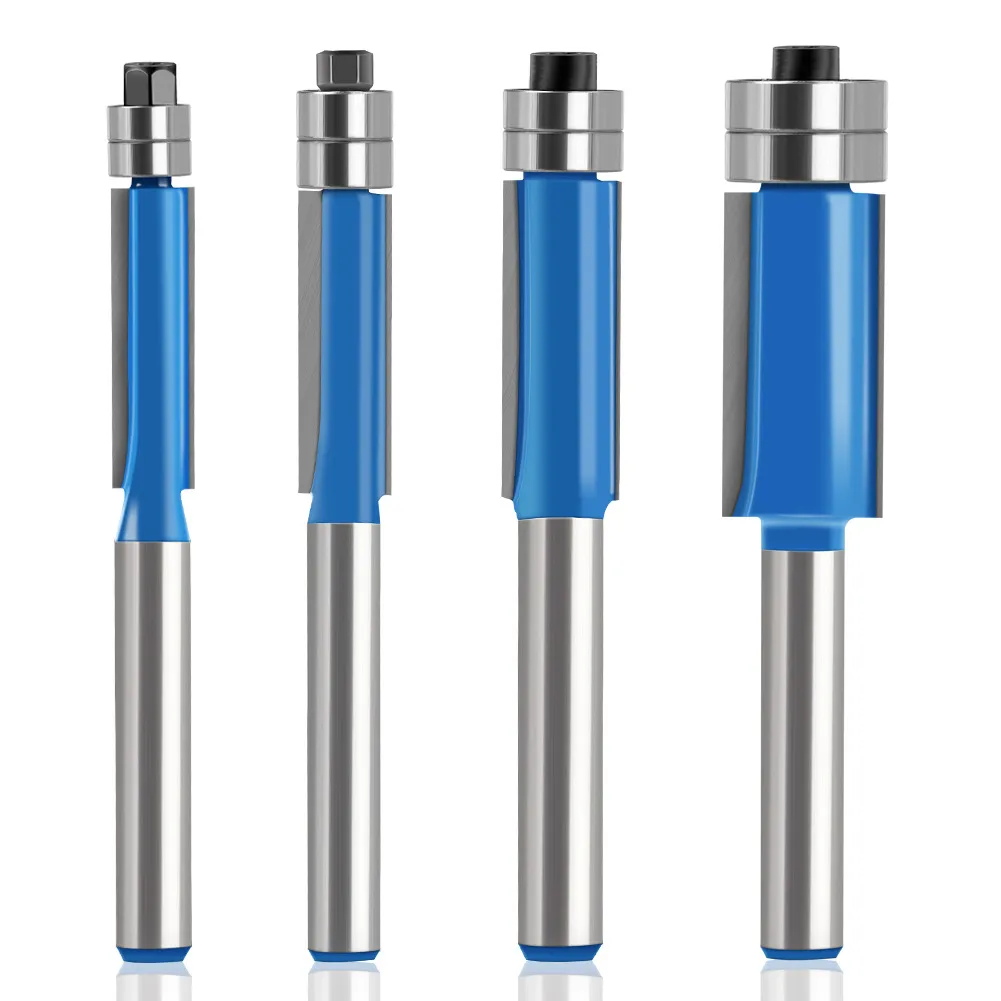 Double-Bearing Flush Trim Router Bit – Woodworking Edge Trimming & Side Milling Cutter for Furniture, Cabinet Making, and Decorative Carving
