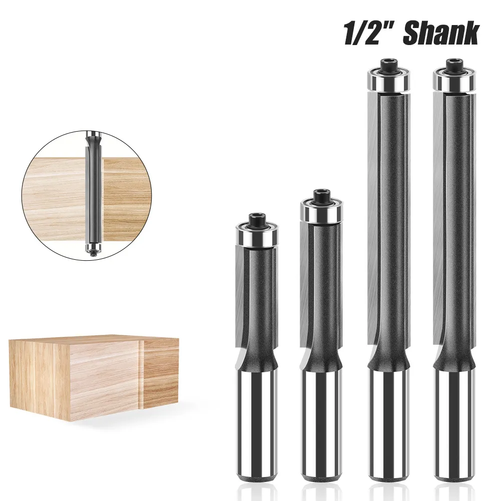 Extra Long Flush Trim Router Bit – Extended Reach Trimming Cutter for Woodworking, CNC Engraving, and Electric Routers (Laminate Trimmer)
