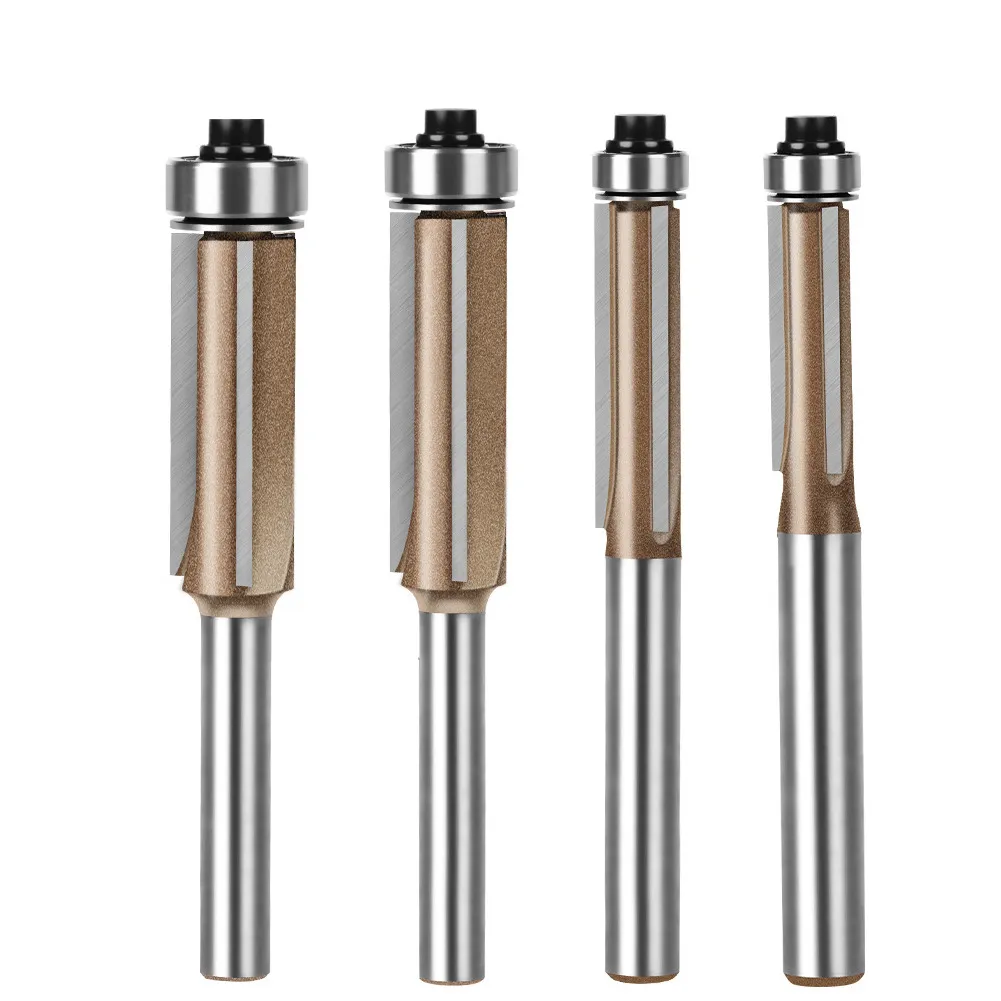 Professional 3‑Flute Bearing‑Guided Flush Trim Router Bit – 1/4″ (6.35mm) Shank Carbide Tipped Woodworking Trimming Cutter
