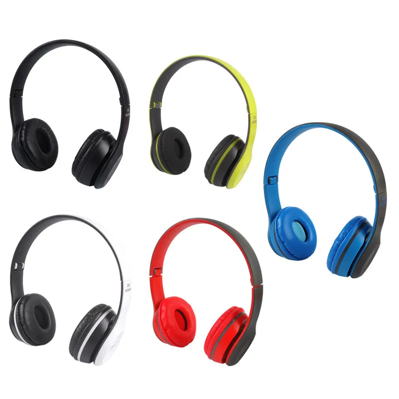 P47 Wireless Bluetooth Headset – Over-Ear Stereo Gaming Headphones with Mic, Foldable Sports Headphone, 5.0 Low Latency for PC/Mobile