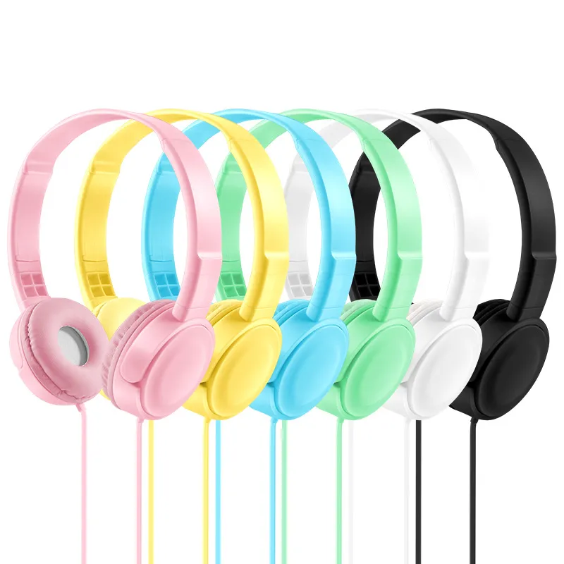 MZ-026 Wired Kids Headphones – Over-Ear Stereo Headset with Microphone, Macaron Color, Volume Control, Deep Bass for Computer, Tablet & Phone